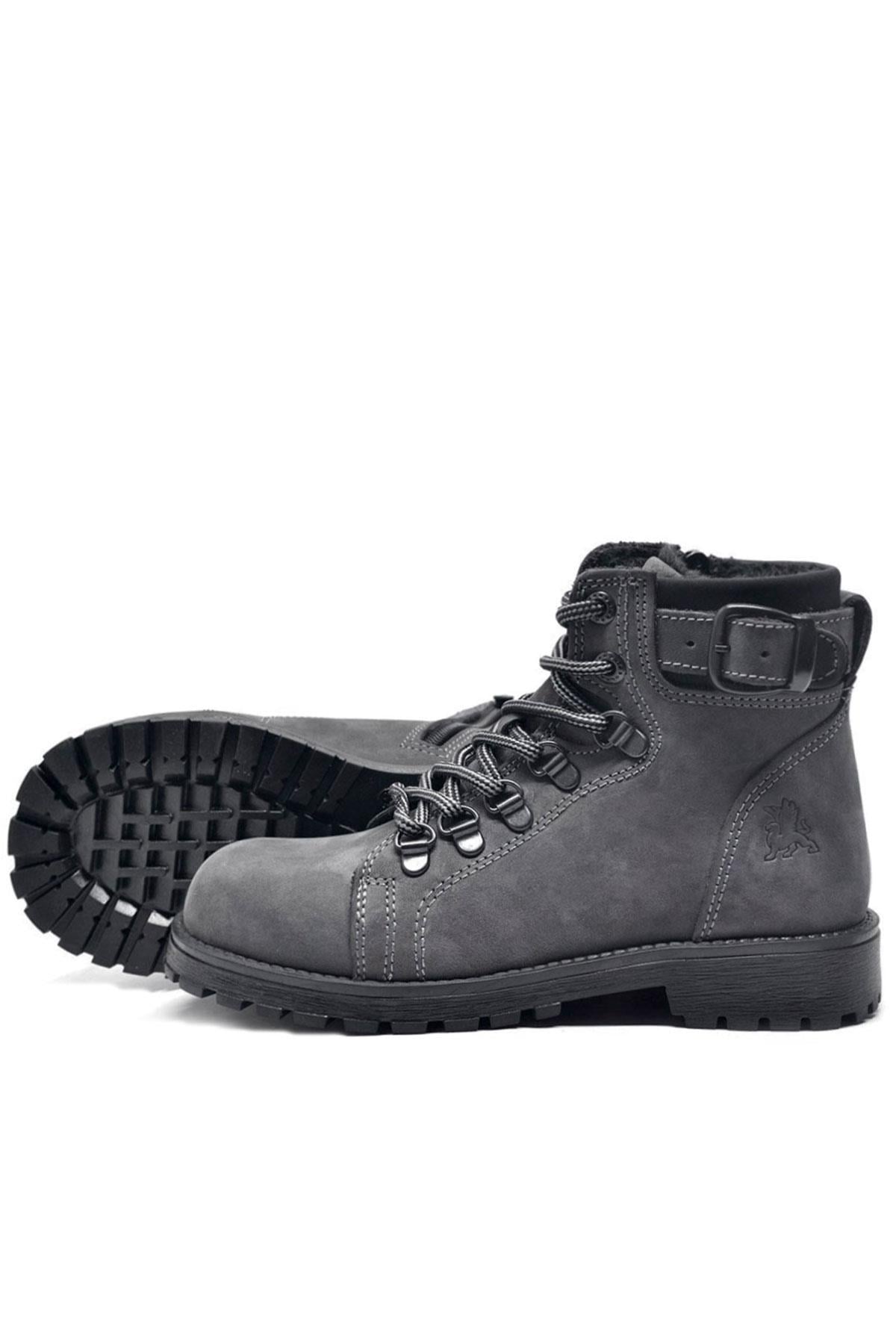 Rakerplus Griffon Hakiki Deri Fermuarlı Kışlık Unisex Çocuk Bot