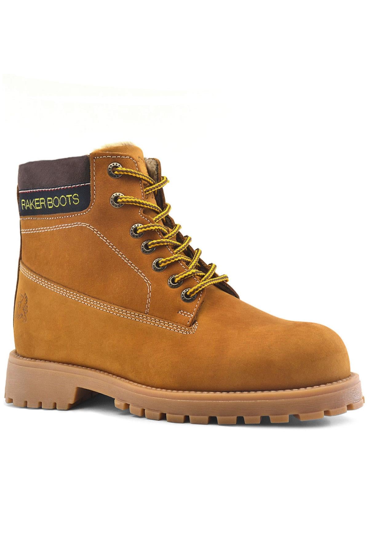 Rakerplus Neson Hakiki Deri Rahat Sarı Fermuarlı Unisex Çocuk Bot