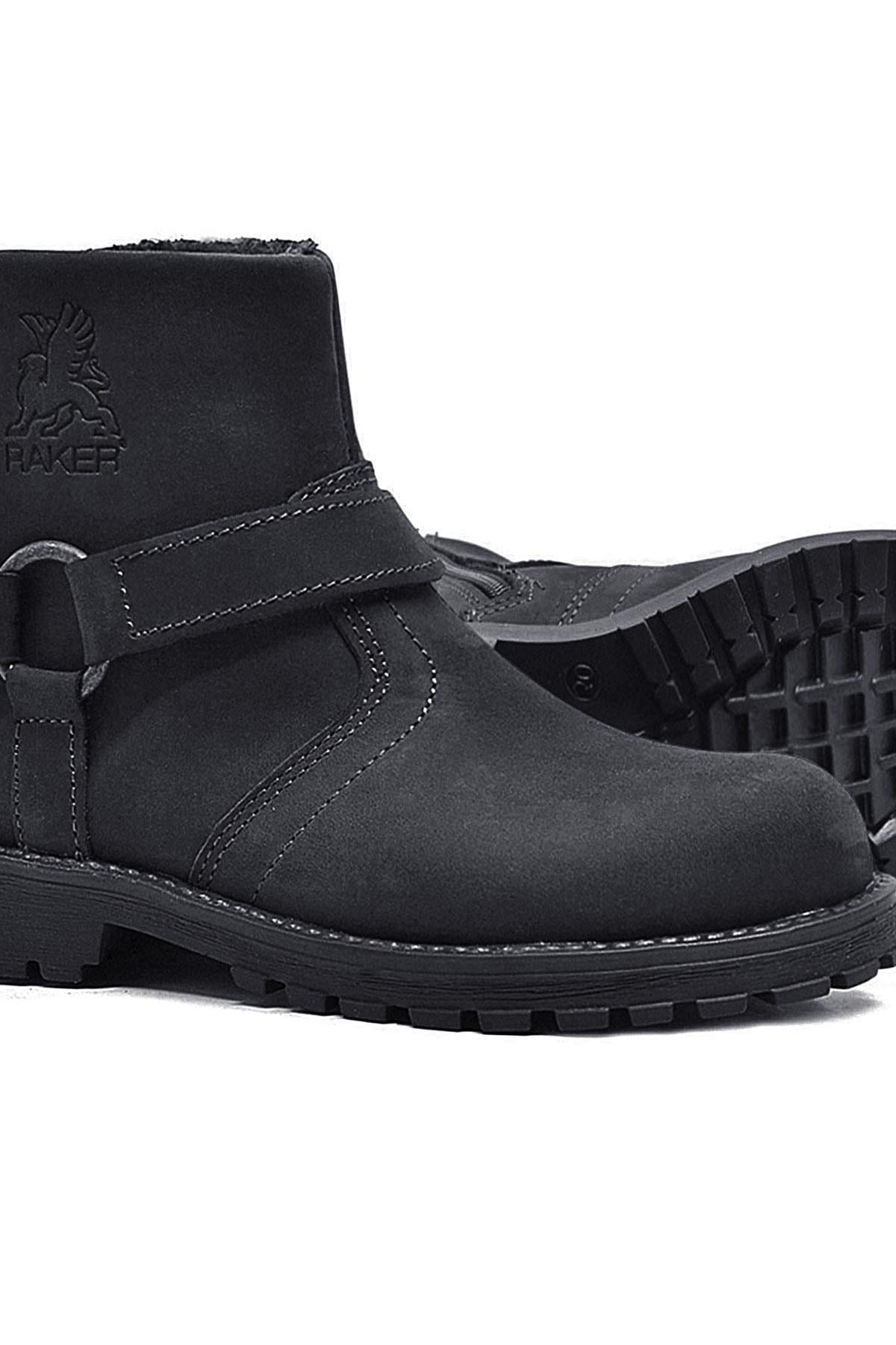 Rakerplus Chiron Hakiki Deri Fermuarlı Kışlık Çocuk Bot