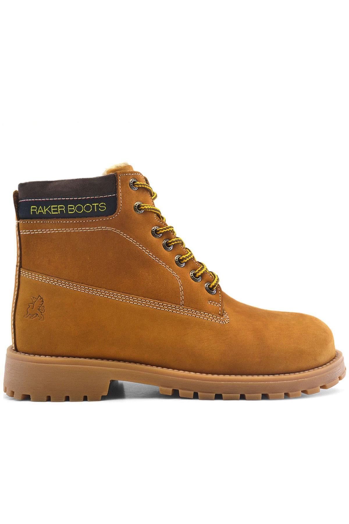 Rakerplus Neson Hakiki Deri Rahat Sarı Fermuarlı Unisex Çocuk Bot