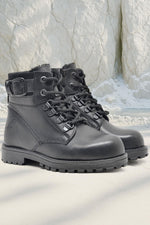 Rakerplus Hakiki Deri Siyah Fermuarlı Kürklü Çocuk Bot