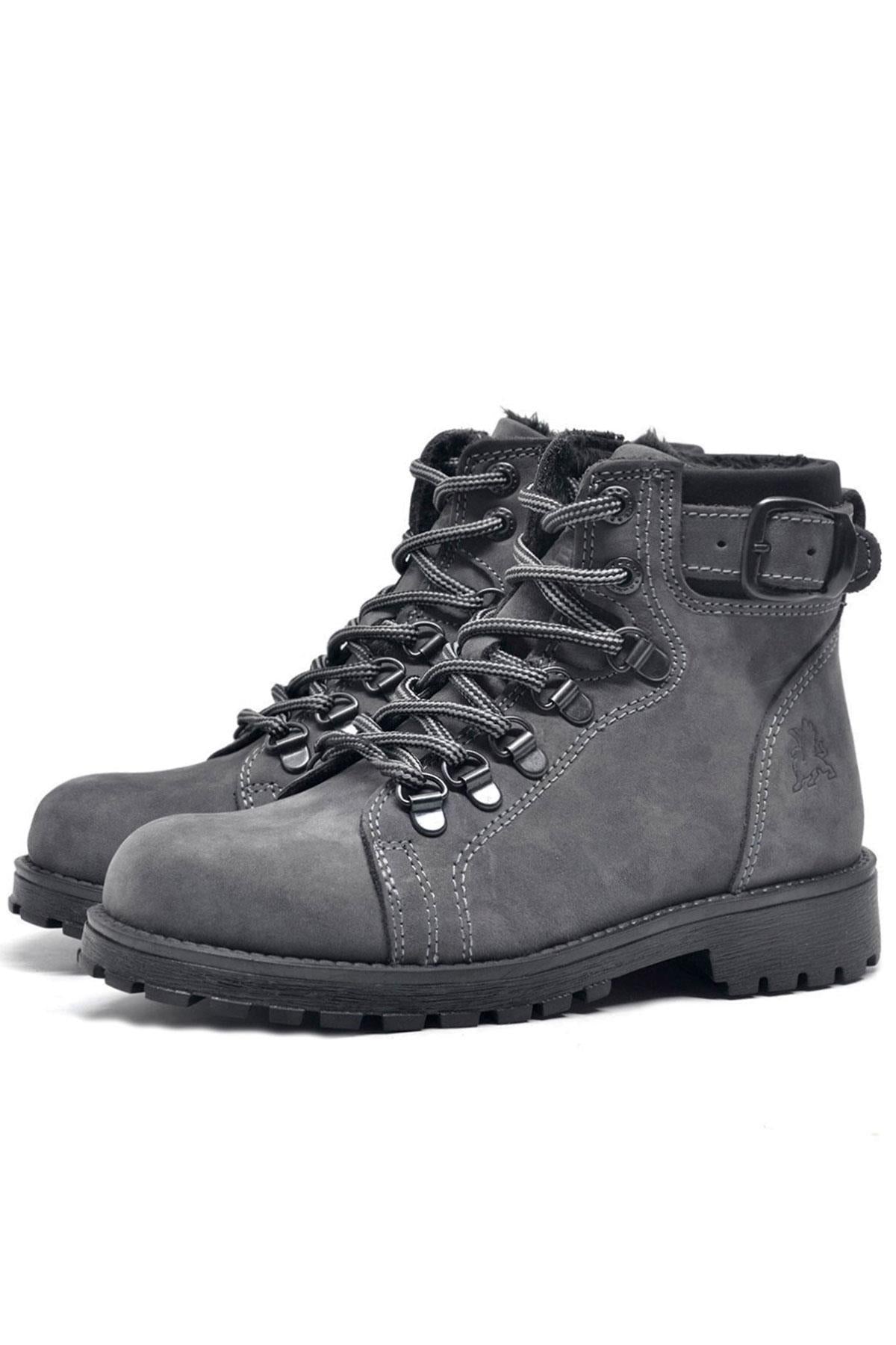 Rakerplus Griffon Hakiki Deri Fermuarlı Kışlık Unisex Çocuk Bot