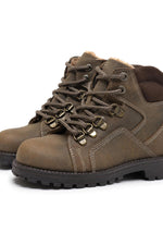 Rakerplus Hakiki Deri Kum Rengi Fermuarlı Kürklü Çocuk Bot