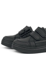Rakerplus Siyah Hakiki Deri Cırtlı Erkek Çocuk Sneaker Ayakkabı