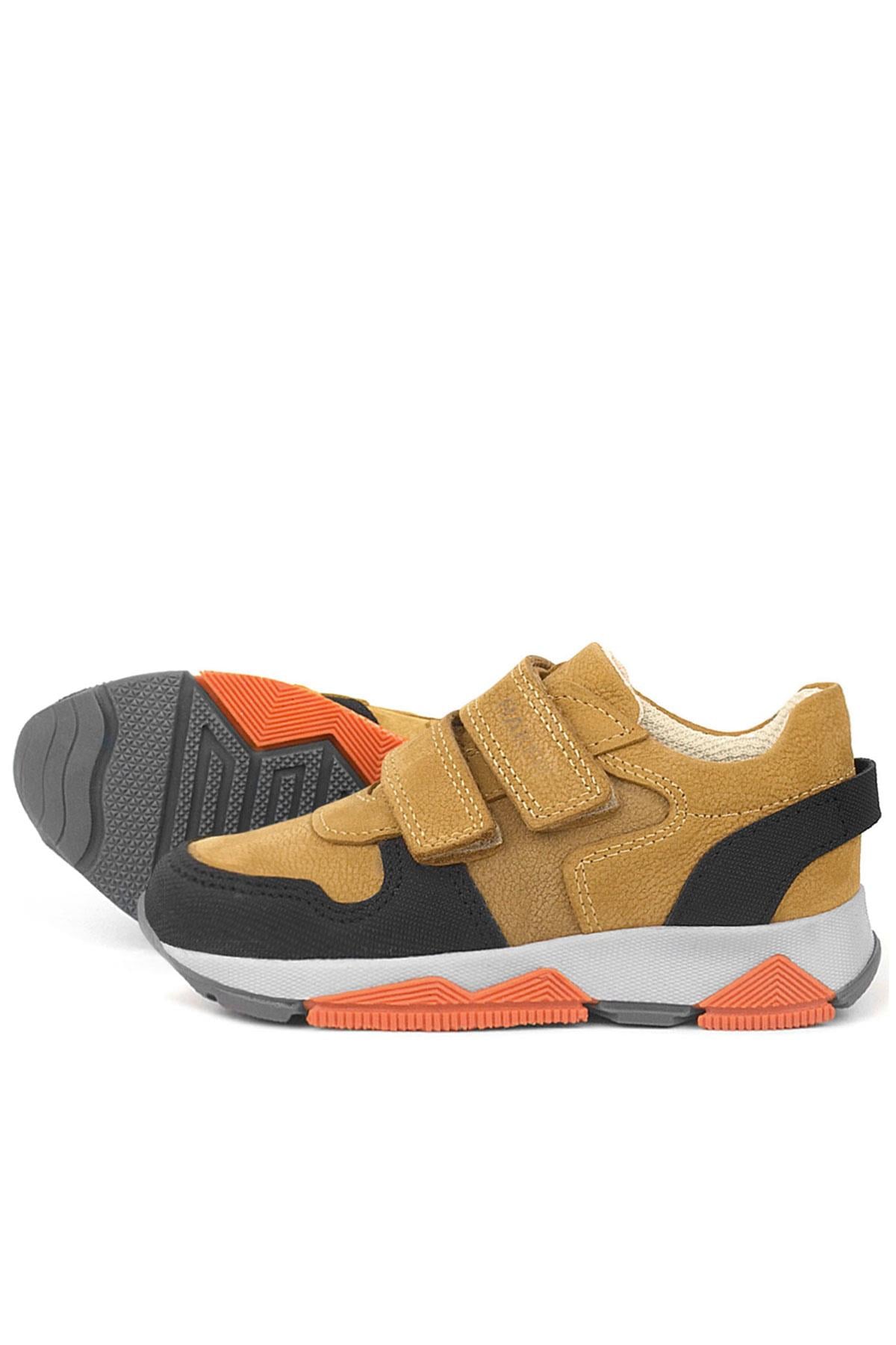 Rakerplus Hakiki Deri Sarı Siyah Çocuk Sneakers Spor Ayakkabı