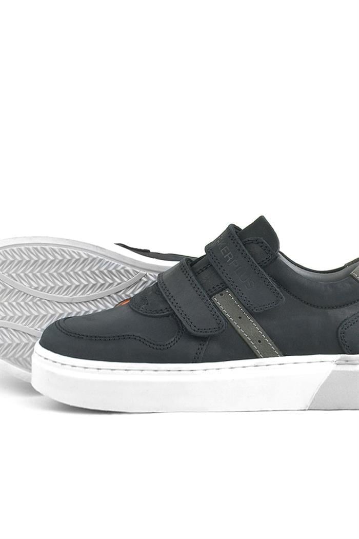 Rakerplus Hakiki Deri Siyah Cırtlı Erkek Çocuk Sneaker