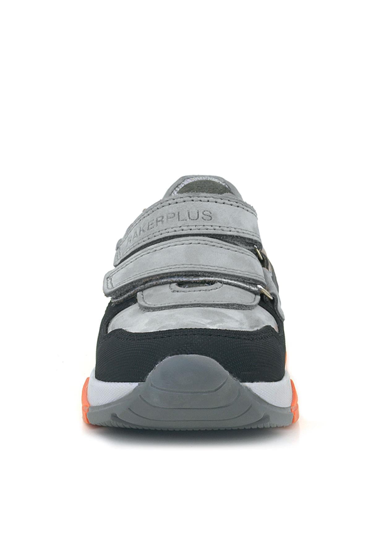 Rakerplus Hakiki Deri Gri Siyah Çocuk Sneakers Spor Ayakkabı