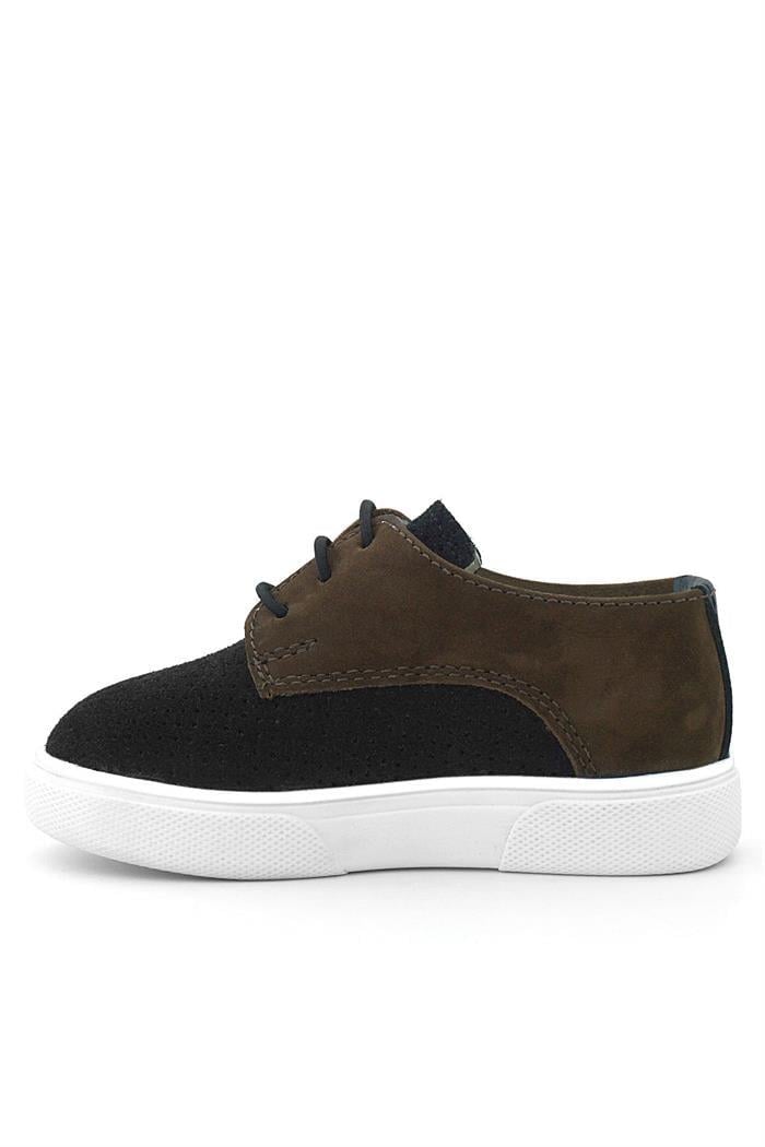 Rakerplus Hakiki Deri Siyah Kahve Lastikli Erkek Çocuk Günlük Ayakkabı
