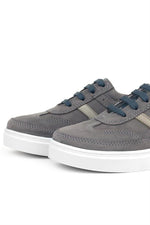Rakerplus Gri Hakiki Deri Bağcıklı Erkek Çocuk Sneaker Ayakkabı