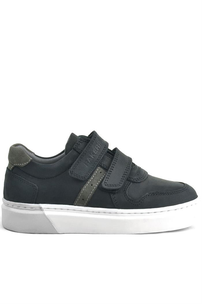 Rakerplus Hakiki Deri Siyah Cırtlı Erkek Çocuk Sneaker