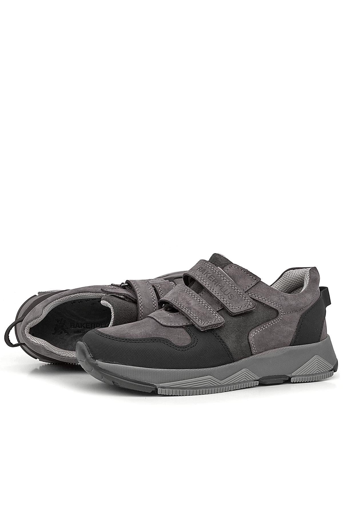 Rakerplus Hakiki Deri Gri Çocuk Sneakers Spor Ayakkabı