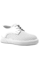 Rakerplus Hakiki Deri Beyaz Lastikli Erkek Çocuk Günlük Ayakkabı