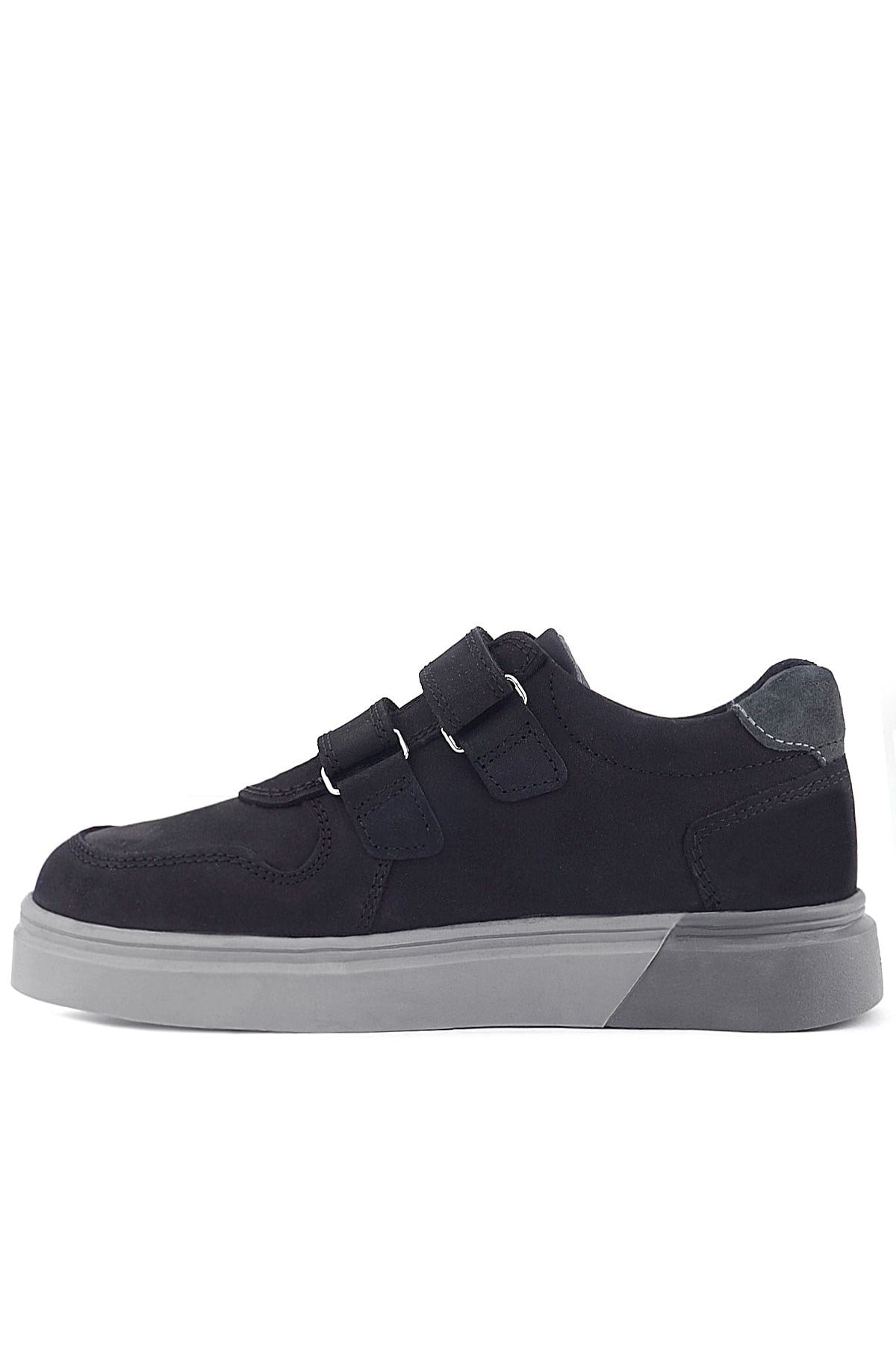 Rakerplus Hakiki Deri Siyah Nubuk Gri Cırtlı Erkek Çocuk Sneaker