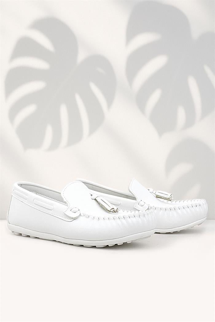 Rakerplus Beyaz Cilt Erkek Çocuk Makosen Ayakkabı