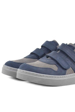 Rakerplus Hakiki Deri Lacivert Gri Cırtlı Erkek Çocuk Sneaker Ayakkabı