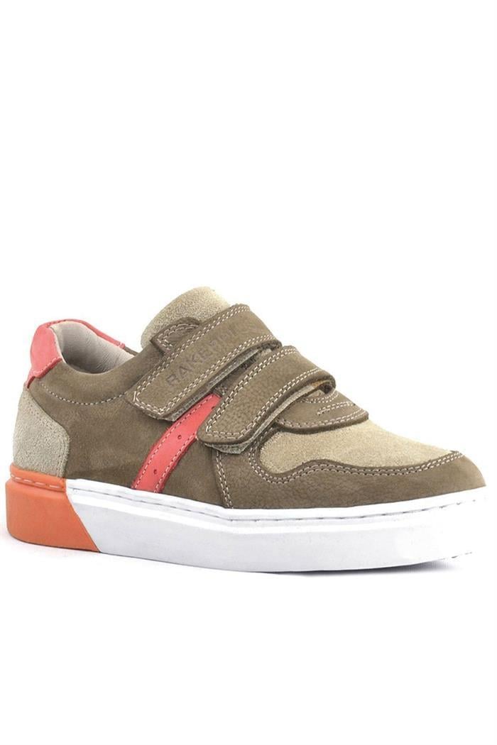 Rakerplus Hakiki Deri Kum Rengi Cırtlı Erkek Çocuk Sneaker