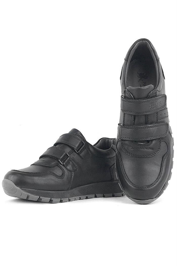 Hakiki Deri Siyah Cırtlı Spor Çocuk Ayakkabı Sneaker