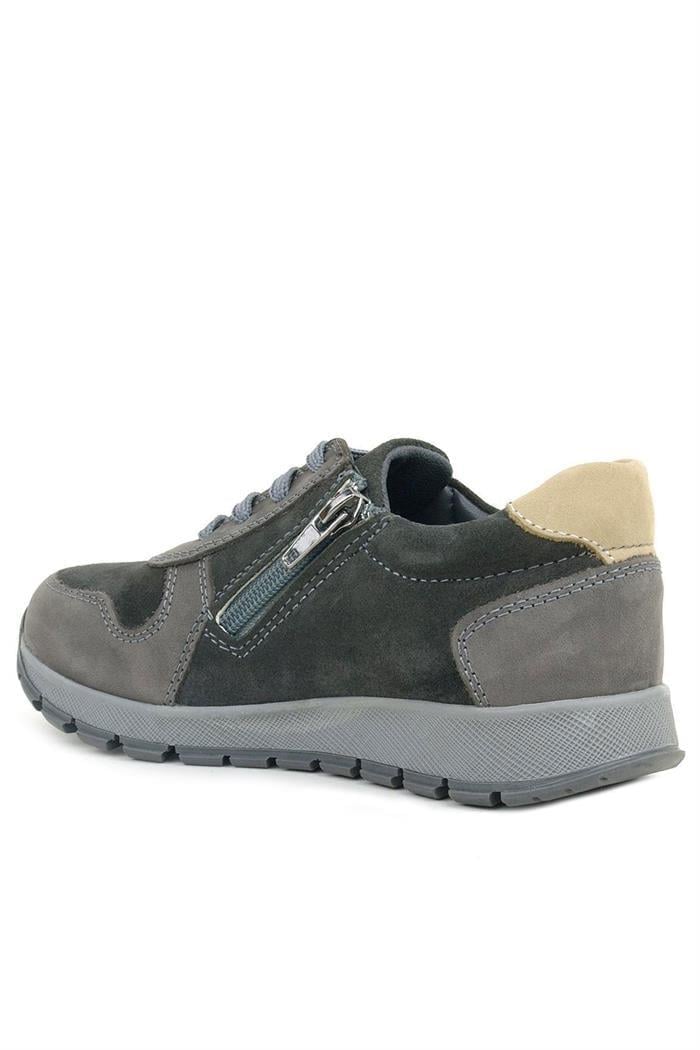 Rakerplus Deri Gri Kum Rengi Fermuarlı Sneaker Spor Ayakkabı