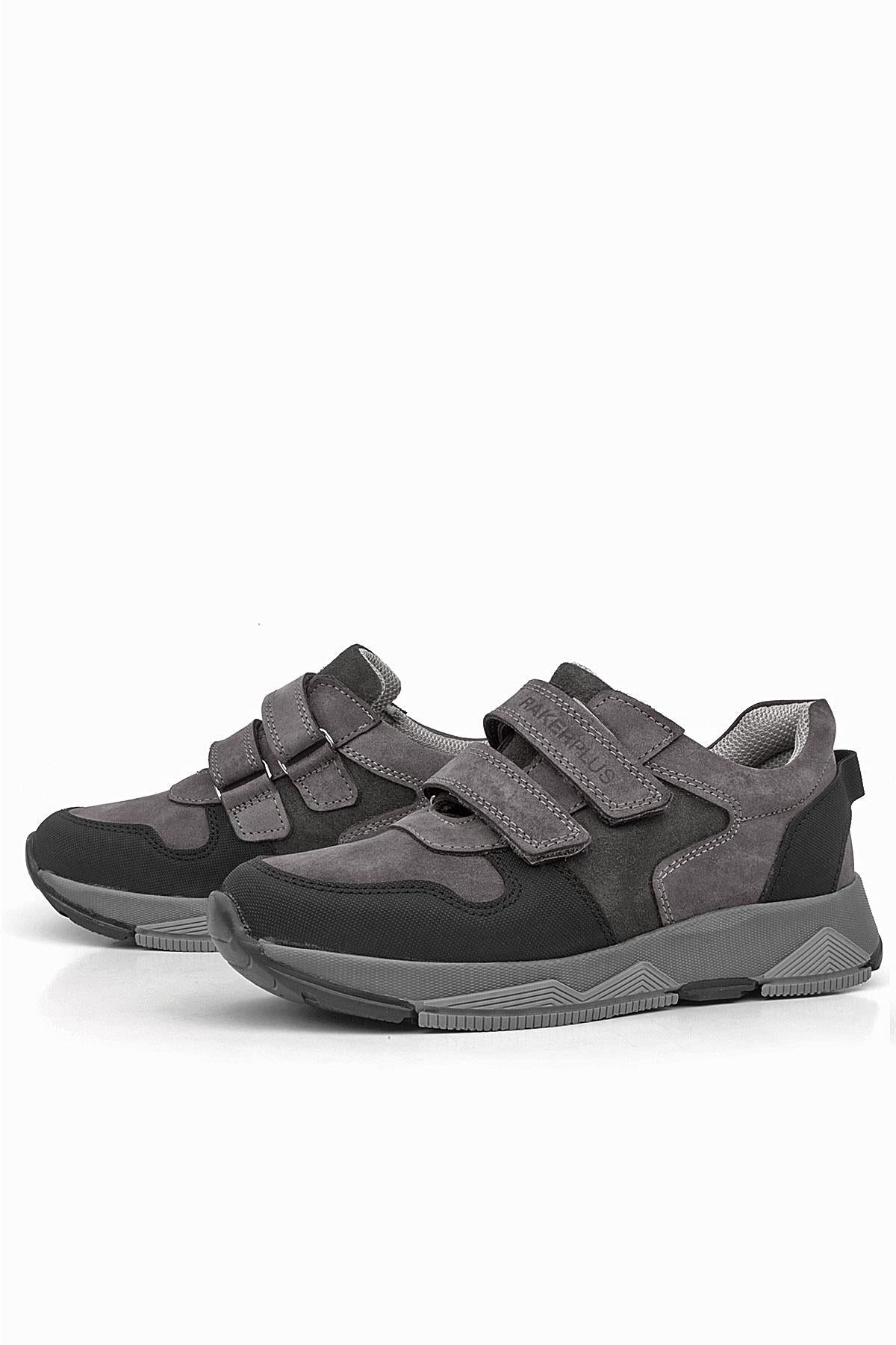 Rakerplus Hakiki Deri Gri Çocuk Sneakers Spor Ayakkabı