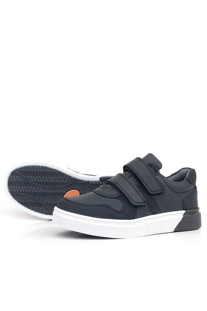 Rakerplus Hakiki Deri Siyah Beyaz Cırtlı Erkek Çocuk Sneaker