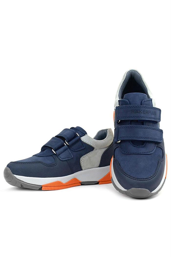 Rakerplus Hakiki Deri Lacivert Gri Çocuk Sneakers Spor Ayakkabı
