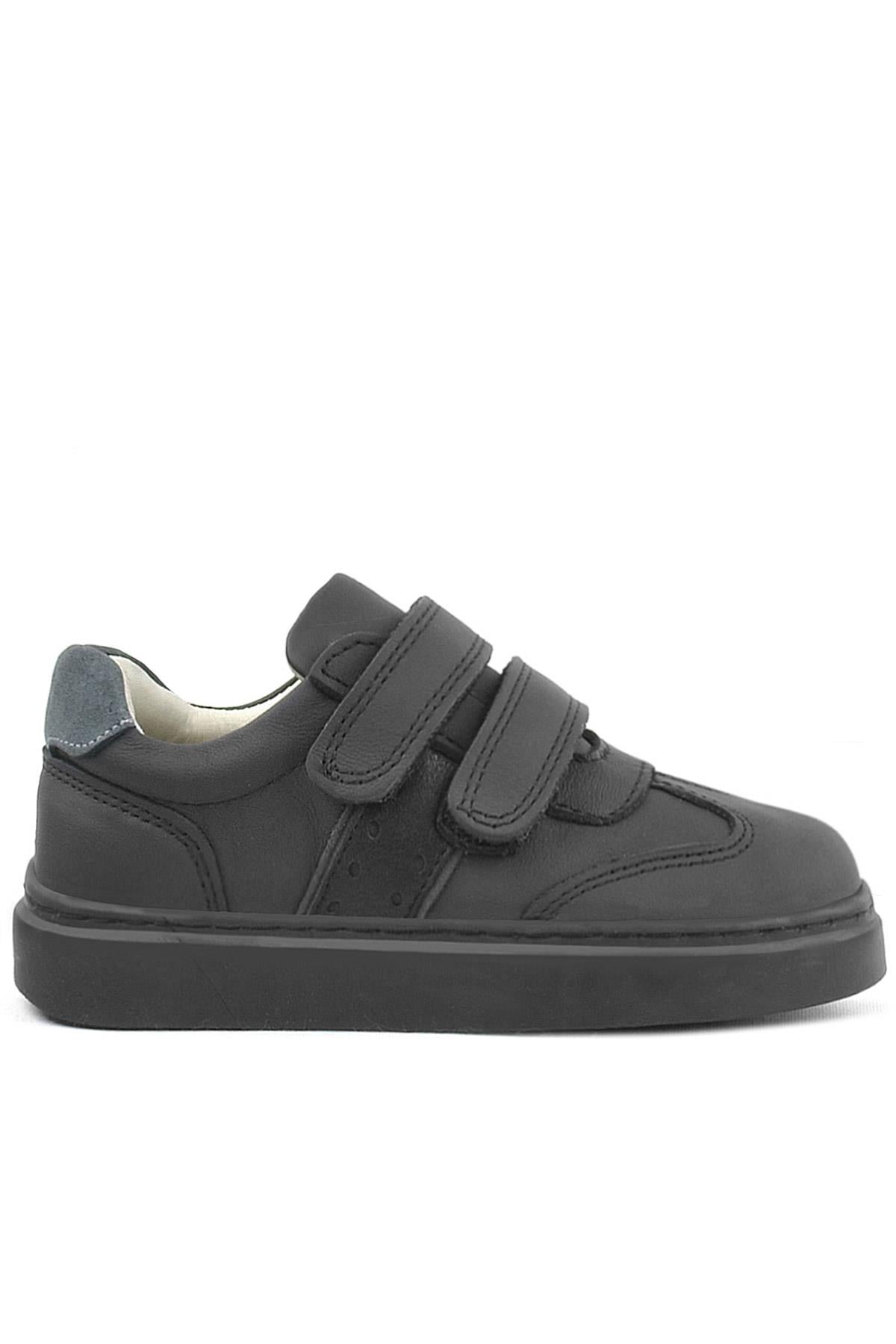 Rakerplus Hakiki Deri Siyah Cırtlı Çocuk Spor Ayakkabı Sneaker