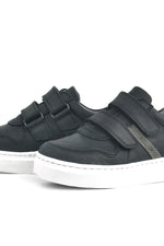 Rakerplus Hakiki Deri Siyah Cırtlı Erkek Çocuk Sneaker