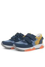 Rakerplus Hakiki Deri Lacivert Taba Çocuk Sneakers Spor Ayakkabı
