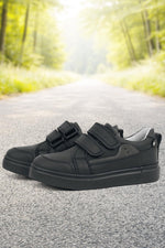 Rakerplus Siyah Hakiki Deri Cırtlı Erkek Çocuk Sneaker Ayakkabı