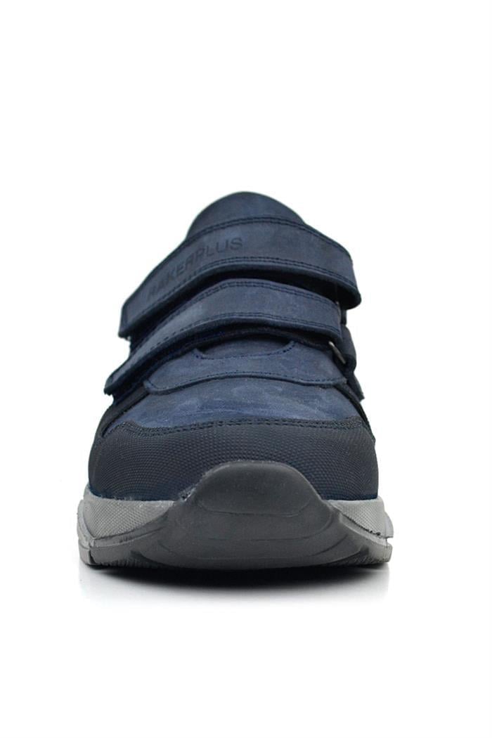 Rakerplus Hakiki Deri Lacivert Cırtlı Gri Tabanlı Çocuk Sneakers Spor Ayakkabı
