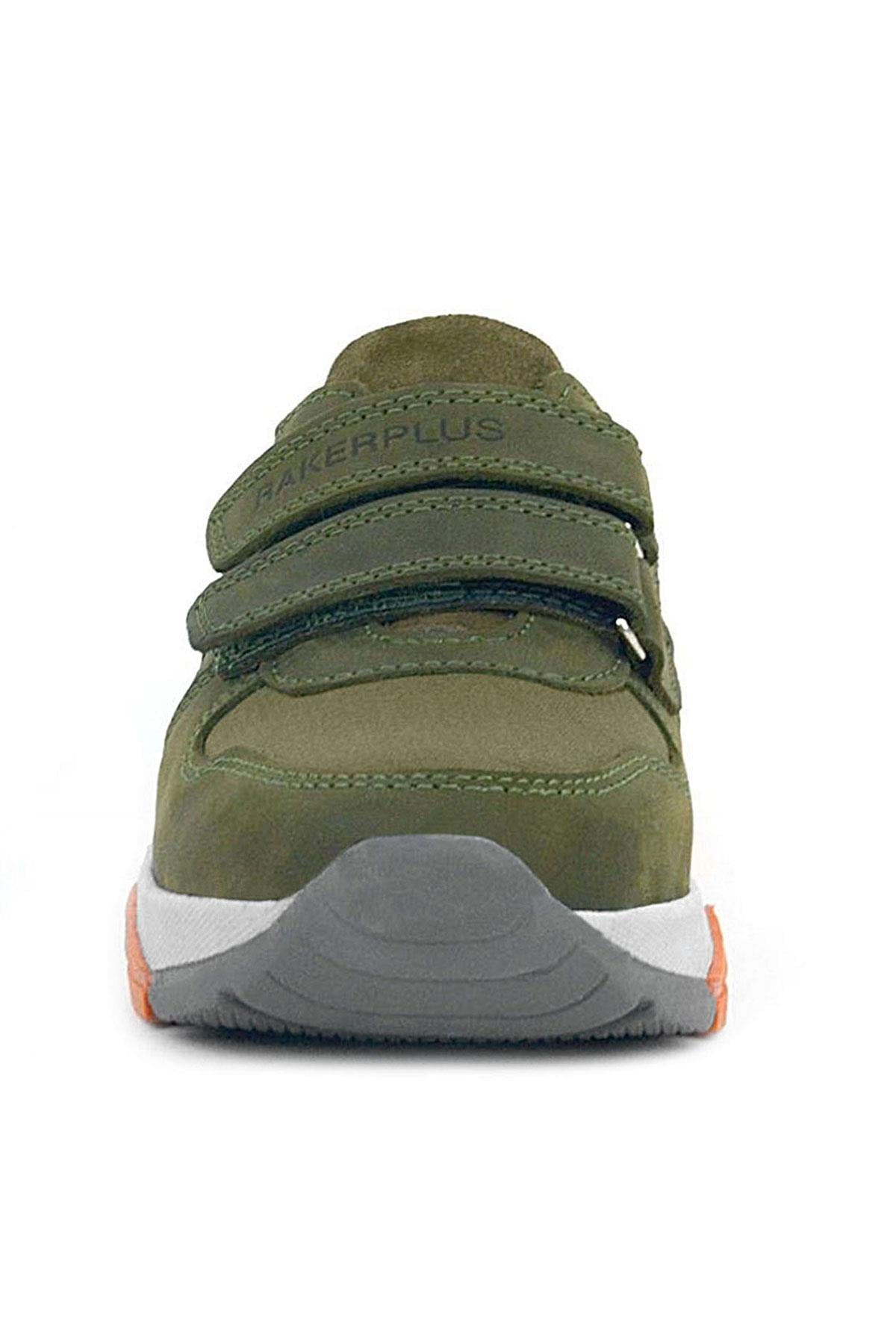 Rakerplus Hakiki Deri Haki Turuncu Sarı Çocuk Sneakers Spor Ayakkabı
