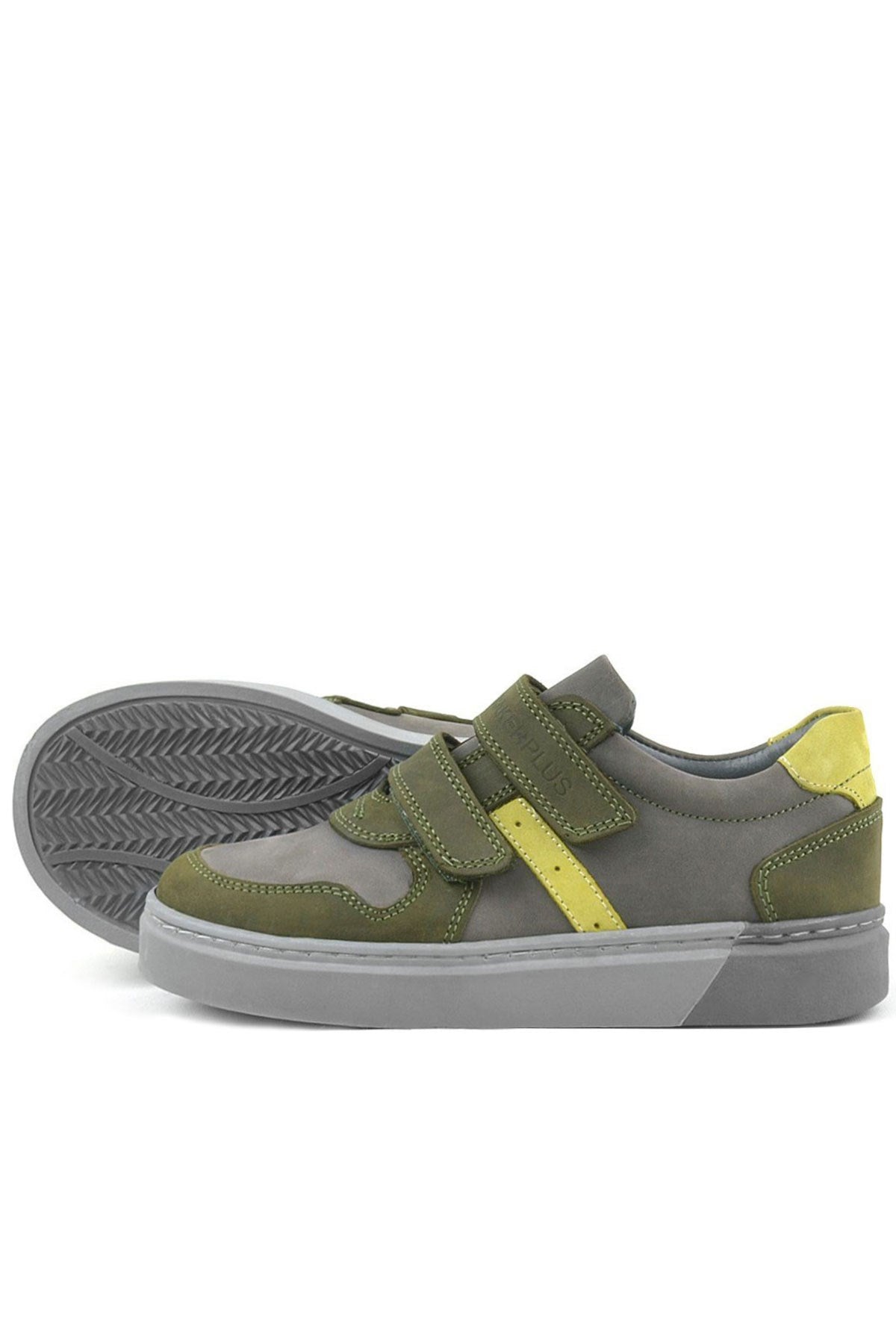 Rakerplus Hakiki Deri Haki Gri Cırtlı Erkek Çocuk Sneaker