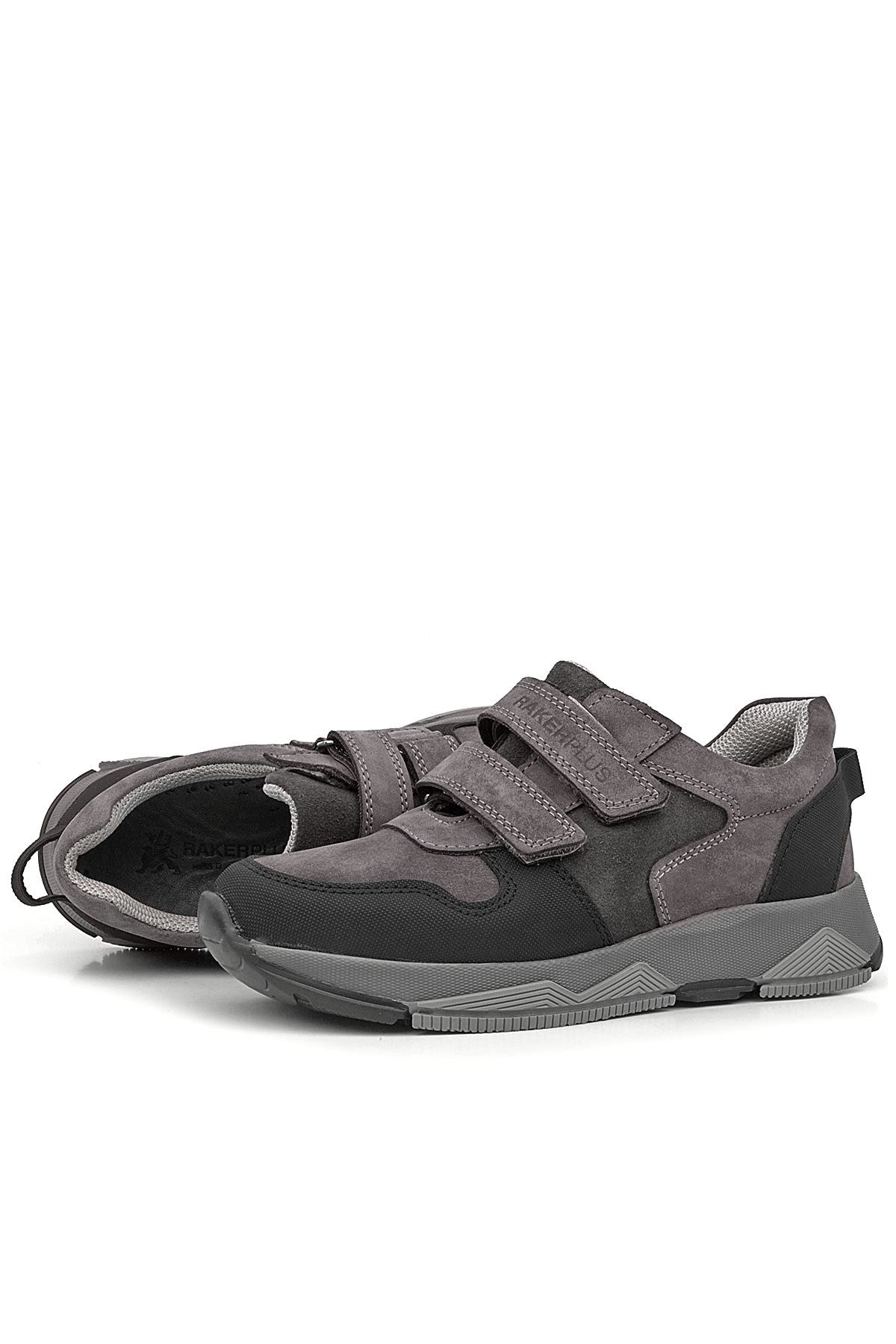 Rakerplus Hakiki Deri Gri Çocuk Sneakers Spor Ayakkabı