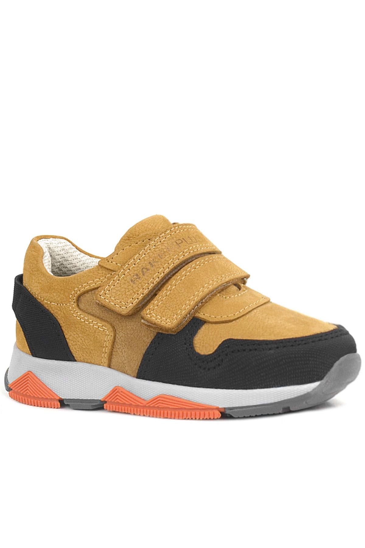 Rakerplus Hakiki Deri Sarı Siyah Çocuk Sneakers Spor Ayakkabı