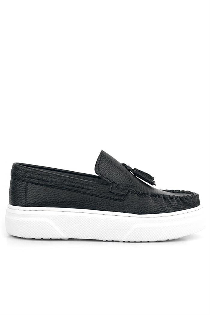 Rakerplus Siyah Cilt Erkek Çocuk Makosen Ayakkabı