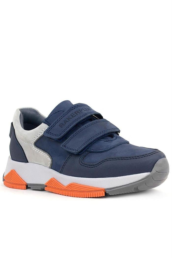 Rakerplus Hakiki Deri Lacivert Gri Çocuk Sneakers Spor Ayakkabı