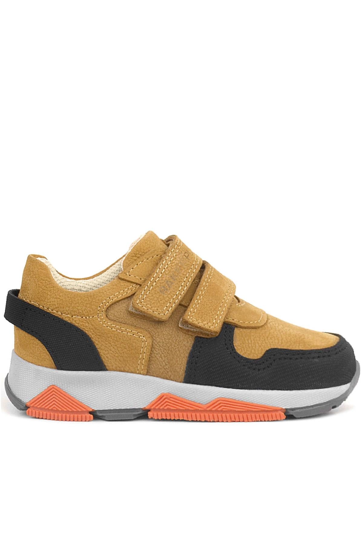 Rakerplus Hakiki Deri Sarı Siyah Çocuk Sneakers Spor Ayakkabı