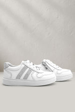 Rakerplus Hakiki Deri Beyaz Bağcıklı Fermuarlı Çocuk Sneaker Ayakkabı