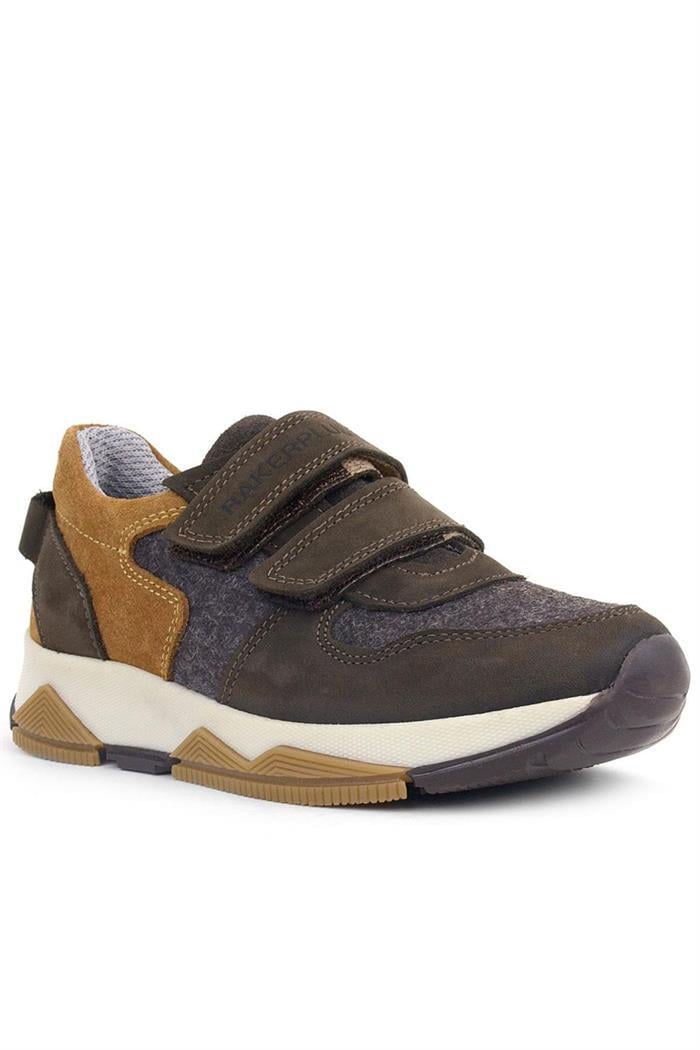 Rakerplus Hakiki Deri Koyu Kahve Çocuk Sneakers Spor Ayakkabı