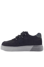 Rakerplus Hakiki Deri Siyah Nubuk Gri Cırtlı Erkek Çocuk Sneaker