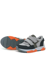 Rakerplus Hakiki Deri Gri Siyah Çocuk Sneakers Spor Ayakkabı