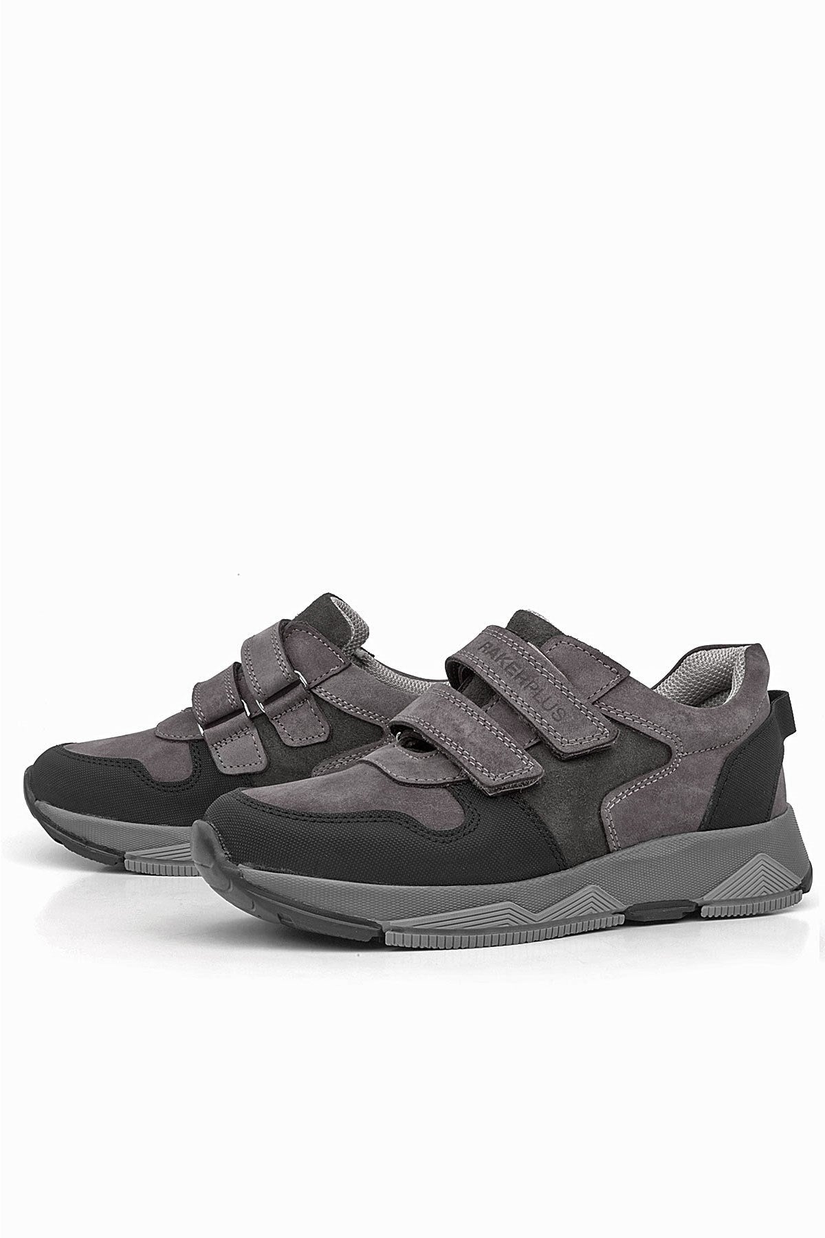 Rakerplus Hakiki Deri Gri Çocuk Sneakers Spor Ayakkabı