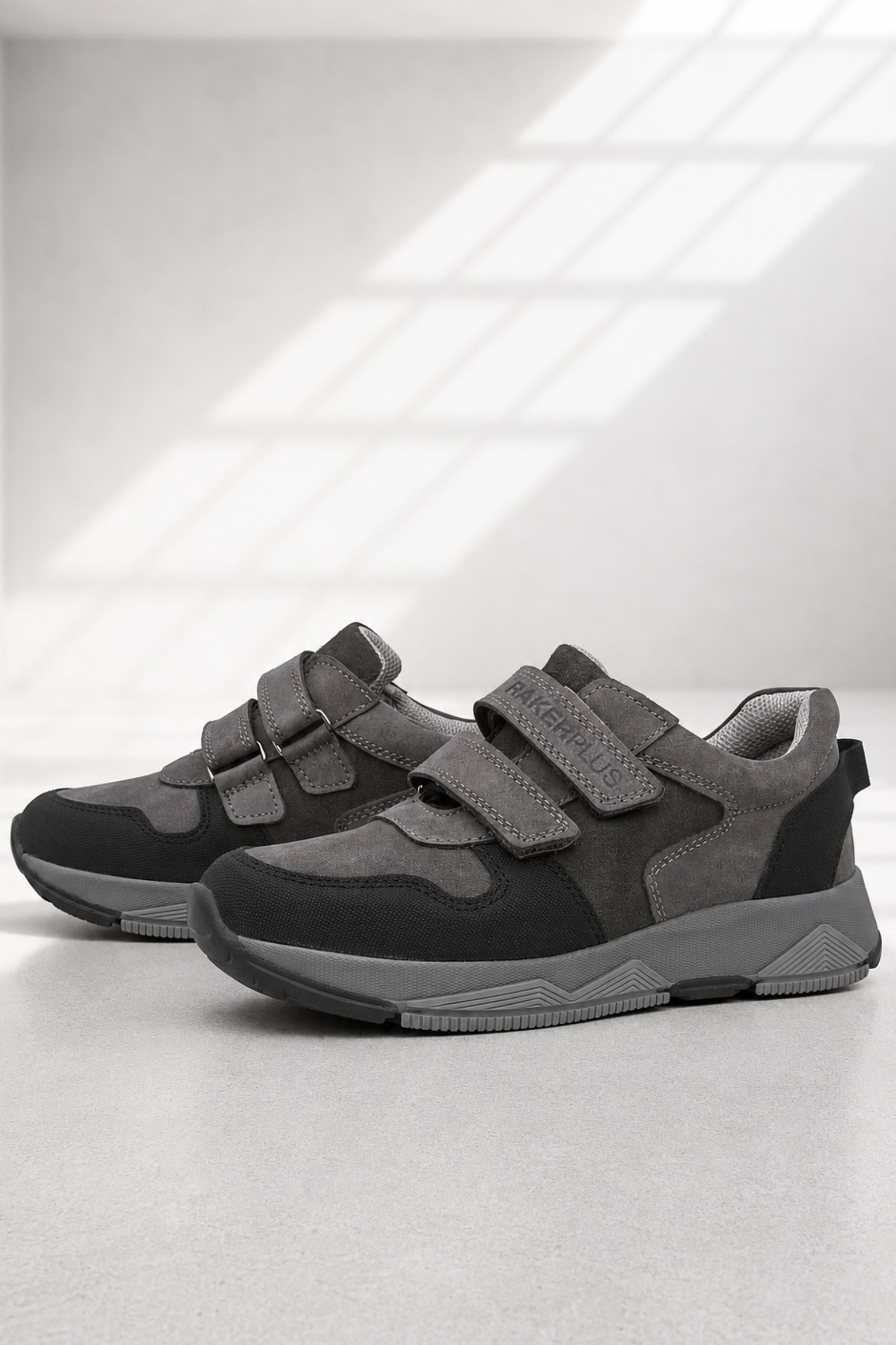 Rakerplus Hakiki Deri Gri Çocuk Sneakers Spor Ayakkabı