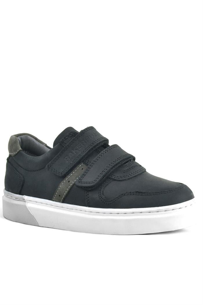 Rakerplus Hakiki Deri Siyah Cırtlı Erkek Çocuk Sneaker