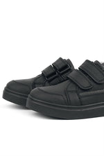Rakerplus Siyah Hakiki Deri Cırtlı Erkek Çocuk Sneaker Ayakkabı