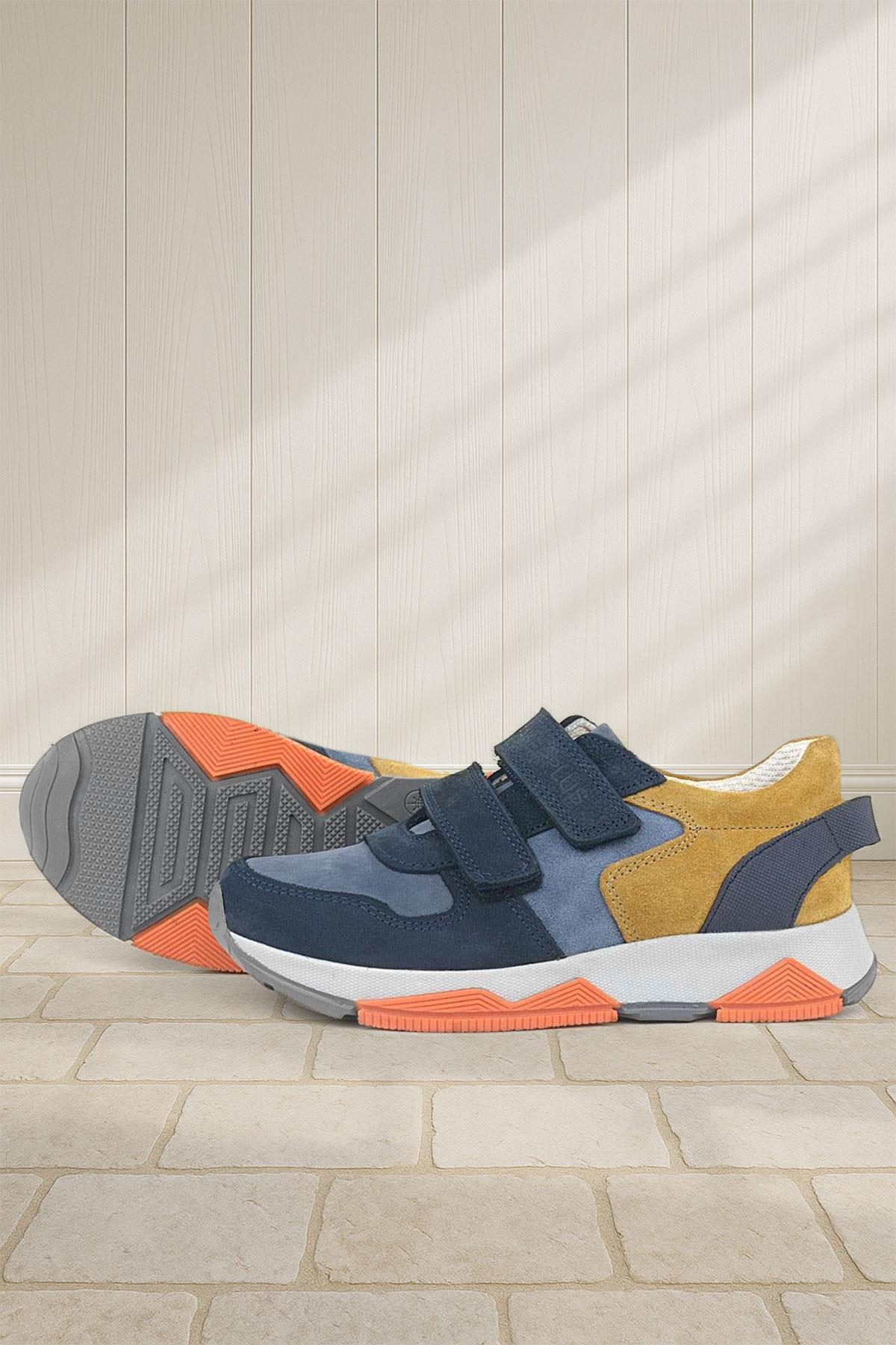 Rakerplus Hakiki Deri Lacivert Taba Çocuk Sneakers Spor Ayakkabı