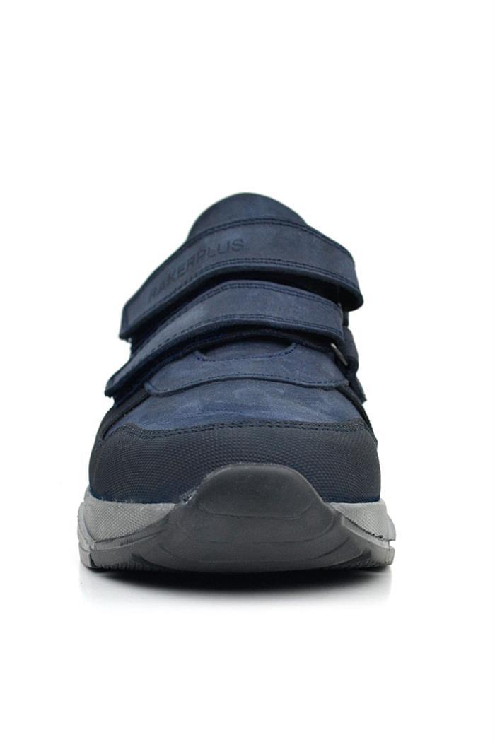 Rakerplus Hakiki Deri Lacivert Cırtlı Gri Tabanlı Çocuk Sneakers Spor Ayakkabı