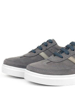 Rakerplus Gri Hakiki Deri Bağcıklı Erkek Çocuk Sneaker Ayakkabı