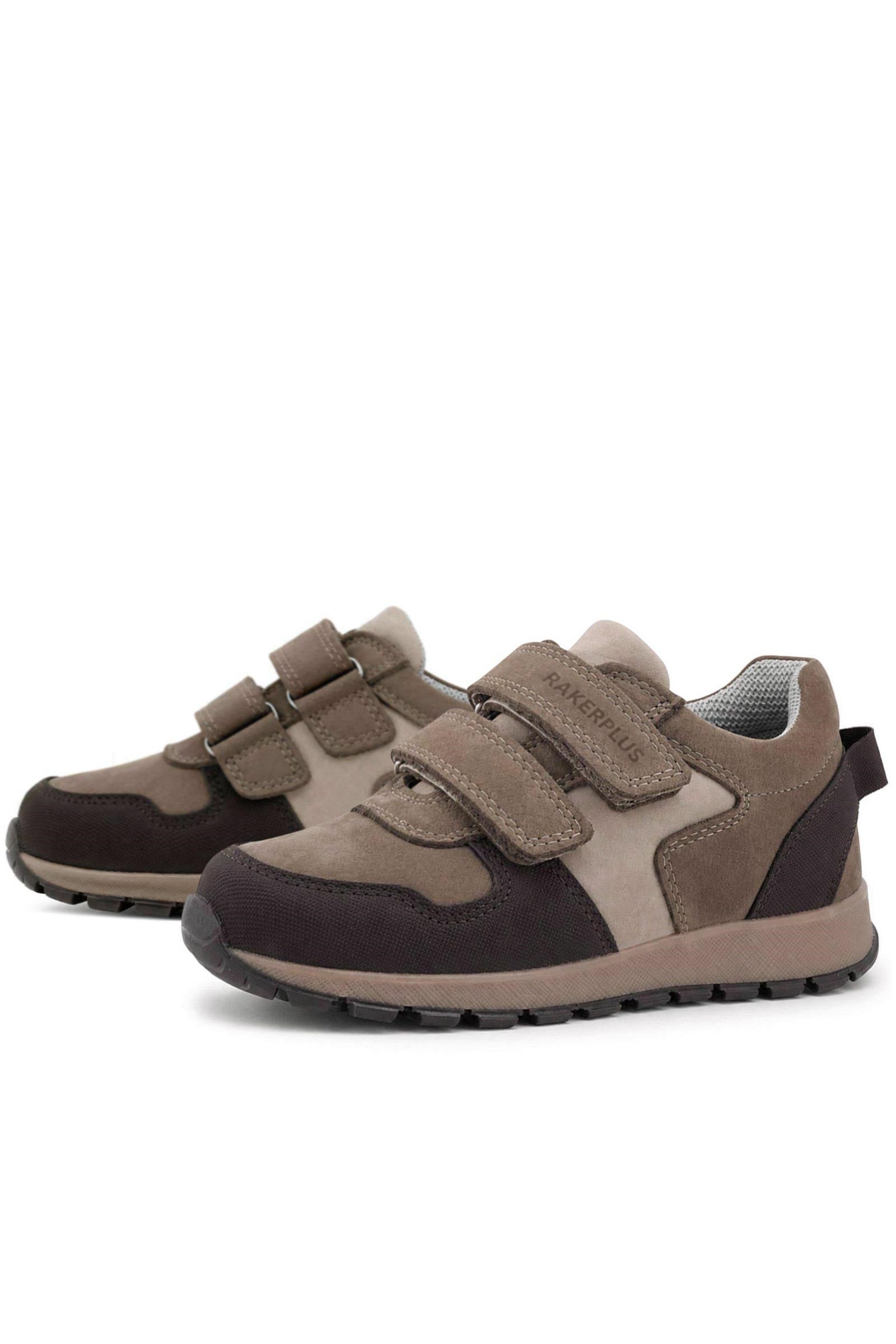 Rakerplus Hakiki Deri Cırt Cırtlı Kahve Vizon Çocuk Sneakers Spor Ayakkabı