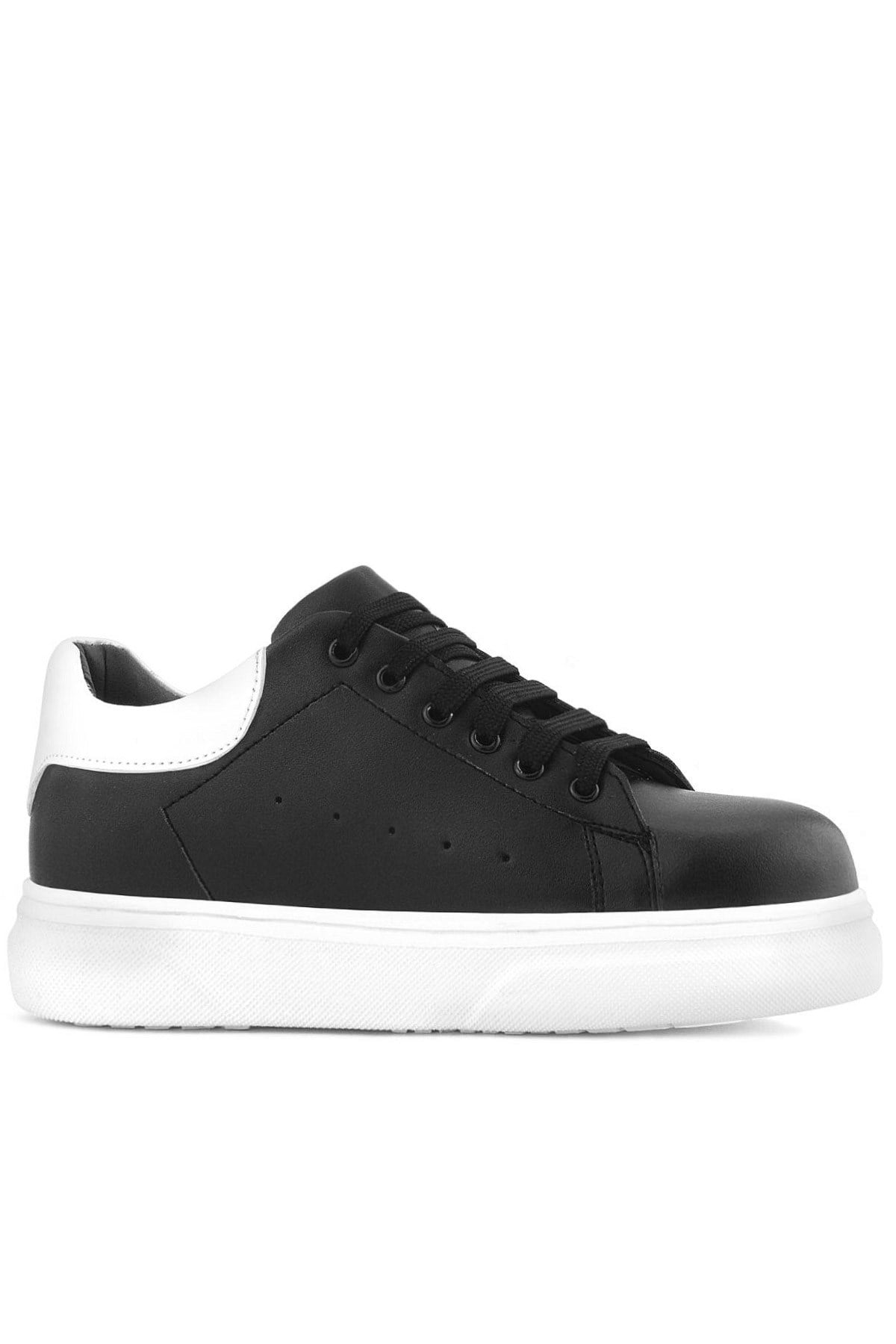 Rakerplus Siyah Cilt Bağcıklı Hafif Beyaz Tabanlı Çocuk Spor Ayakkabı